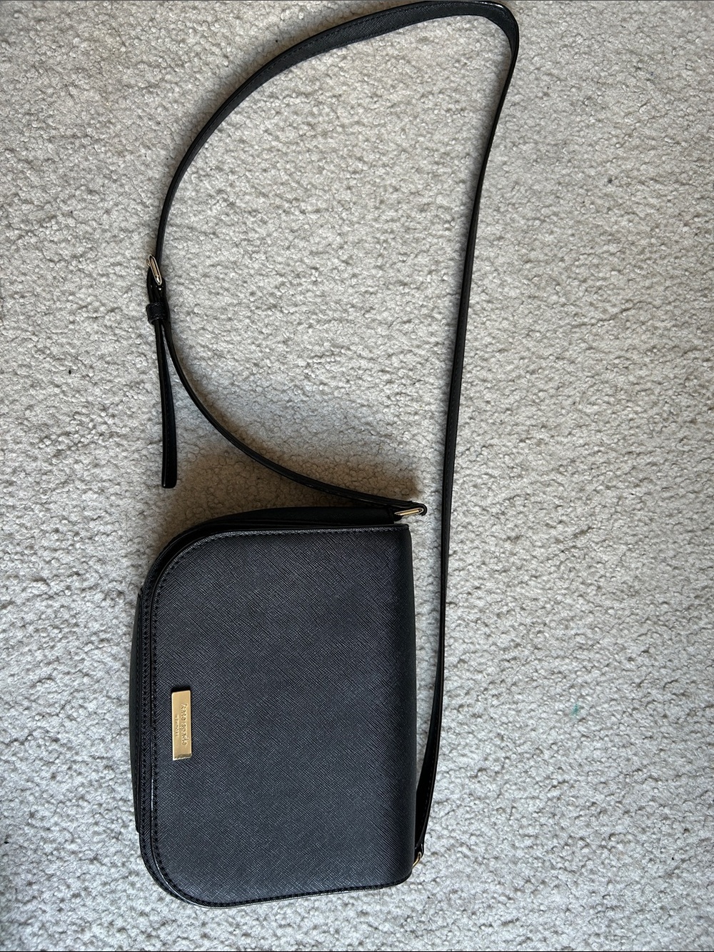 Black Crossbody Bag with Gold Accent